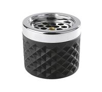 APS Wind ashtray, ashtray, made of chromed metal, frosted glass, with bayonet lock, Ø 9,5 cm, 8 cm height, black