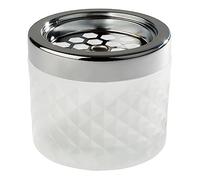 APS Wind ashtray, ashtray, made of chromed metal, frosted glass, with bayonet lock, Ø 9,5 cm, 8 cm height, white