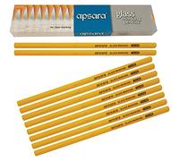 APSARA Glass Marking Pencils, YELLOW, Pack of 10, Wax Based Smooth Lead, Ideal for Glass Leather Metal Vinyl Optical Lenses Marking, iZOFAX Black Ball Pen