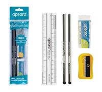 Apsara Platinum 5 Pieces Writing Kit - Pencils + Eraser + Sharpener + Ruler + ZOFAX Black Ball Pen
