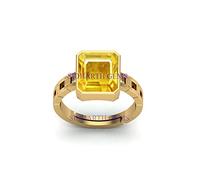 APSLOOSE 6.25 Carat 5.00 Carat Gold Plated Ring Untreated Without Treatment Natural Quality Yellow Sapphire Pukhraj for Women Men (Lave Certified) Brass Brass Yellow