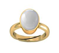 APSLOOSE 7.00 Carat Quality Natural Rainbow Moonstone Gold Plated Gemstone Ring for Men and Women Metal Moonstone