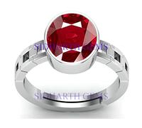 APSLOOSE Certified Unheated Ring 13K Natural Quality Burmese Manic Ruby Silver Plated for Men and Women Brass Ruby