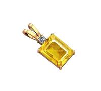 APSLOOSE Natural Yellow Sapphire Quality 13.00 Carat Gold Plated Locket Without Heating Certified Without Heating for Men and Women, Pukhraj Gemstone Sapphire, Pukhraj Gemstone Sapphire