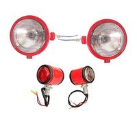 APSMOTIV Red Headlights Butler Style Light Assemblies with 12v Bulbs Compatible for David Brown 800 700 900 1200 Series | Massey Ferguson 35 35X 65 765 | Tractor Lights B250 B275 B414 B444