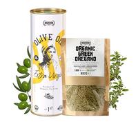Apsogo Organic Gr undle - Early Harvest Extra Virgin Olive Oil 1L (High Polyphenols, Cold Pressed, Crete) + Organic Greek Oregano 200g - Certified Premium Quality