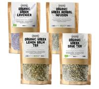 APSOGO Organic Relax & Sleep Tea Bundle - Lavender, Lemon Balm, Greek Sage & Herbal Infusion - Calming Herbal Tea Set for Evening Relaxation
