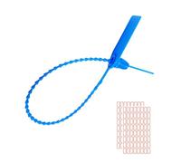 Apstaqeoo 100PCS Plastic Anti-Tamper Seals, Safety Zip Ties for Fire Extinguisher Security Seals Pull Tite Security Tags for Luggage Disposable Self-Locking Tie 250mm Length Included Labels(DarkBlue)