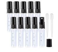 Apstaqeoo 10Pcs, 5Ml Empty Glass Spray Bottles with Scale - Clear Mini Sample Perfume Atomizer Vial Travel Bottles Set with Fine Mist Sprayer & Black Dust Cap Perfect for Fragrance, Essential Oils