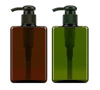 Apstaqeoo 2Pcs 100ML Empty Lotion Pump Dispenser Refillable Plastic Pump Bottles Travel Container for Lotion Shampoo Conditioner Body Wash Hair Gel Liquid Hand Soap Massage Oil (Brown + Green)
