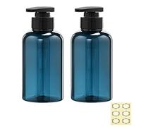 Apstaqeoo 2Pcs 300ml/10oz Empty Plastic Pump Bottles Dispenser - Cylinder Shampoo Lotion Hand Pump Bottle Toiletries Liquid Pump Dispenser Shower Gel Storage Refillable Container for Bathroom (Blue)