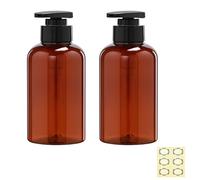 Apstaqeoo 2Pcs 300ml/10oz Empty Plastic Pump Bottles Dispenser - Cylinder Shampoo Lotion Hand Pump Bottle Toiletries Liquid Pump Dispenser Shower Gel Storage Refillable Container for Bathroom (Brown)