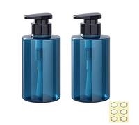 Apstaqeoo 2Pcs 300ml/10oz Empty Pump Bottle Dispensers - Refillable Plastic Shampoo Bottle Hand & Dish Soap Dispenser with pump, Lotion Shower Gel Storage Container Toiletries Liquid Dispenser (Blue)