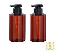 Apstaqeoo 2Pcs 300ml/10oz Empty Pump Bottle Dispensers - Refillable Plastic Shampoo Bottle Hand & Dish Soap Dispenser with pump, Lotion Shower Gel Storage Container Toiletries Liquid Dispenser (Brown)