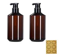 Apstaqeoo 2Pcs 300ML Empty Pump Bottles Dispenser, Refillable BPA-Free Plastic Lotion Pump Bottle Portable Shampoo Hand Pump Dispenser Durable Body Wash Travel Container for Kitchen Bathroom (Brown)