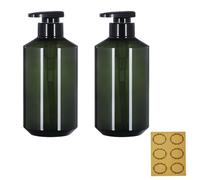 Apstaqeoo 2PCS 500ML/17OZ Empty Pump Bottle Dispensers, Refillable Lotion Pump Bottles Portable Pump Plastic Bottles Bathroom Hotel Shower Container for Shampoo Conditioner Liquid Massage Oil(Green)