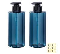 Apstaqeoo 2Pcs 500ml/17oz Empty Pump Bottle Dispensers - Refillable Plastic Shampoo Bottle Hand & Dish Soap Dispenser with pump, Lotion Shower Gel Storage Container Toiletries Liquid Dispenser (Blue)