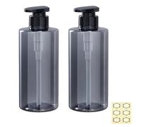 Apstaqeoo 2Pcs 500ml/17oz Empty Pump Bottle Dispensers - Refillable Plastic Shampoo Bottle Hand & Dish Soap Dispenser with pump, Lotion Shower Gel Storage Container Toiletries Liquid Dispenser (Grey)