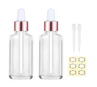 Apstaqeoo 2PCS 50ML Clear Glass Dropper Bottles - Empty Bottle with Dropper Pipette Refillable Sample Bottle Tincture Dropper Bottle RoseGold Cap for Essential Oil Aromatherapy Perfume Laboratory