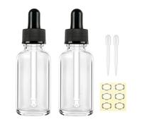 Apstaqeoo 2PCS 50ML Clear Glass Dropper Bottles - Empty Refillable Sample Bottle with Dropper Pipette, Black Cap for Essential Oil Aromatherapy Perfume Laboratory