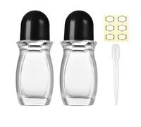 Apstaqeoo 2Pcs 50Ml Empty Glass Roller Bottles For Essential Oils, Deodorant Roll on Bottles Perfume Rollerball Bottle, Refillable Travel Deodorant Container with Dropper/Label for Fragrance Cosmetic