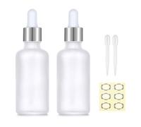 Apstaqeoo 2PCS 50ML Frosted Clear Glass Dropper Bottles - Empty Bottle with Pipette Refillable Sample Bottle Tincture Dropper Bottle Silver Cap for Essential Oil Aromatherapy Perfume Laboratory