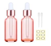 Apstaqeoo 2PCS 50ML Rose Gold Glass Dropper Bottles - Empty Bottle with Pipette Refillable Sample Bottle Tincture Dropper Bottle Rose Gold Cap for Essential Oil Aromatherapy Perfume Laboratory