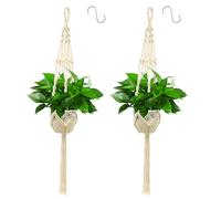 Apstaqeoo 2PCS Hanging Planters Baskets, Cotton Rope Macrame Plant Hanger Wall Hanging Plant Holder Flower Pot Holder with 2 S Shaped Hooks for Indoor Outdoor Garden Balcony Home Decor 105CM (Style 1)