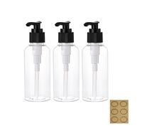 Apstaqeoo 3Pcs 200ML Transparent Plastic Travel Bottles Pump Dispenser, Refillable Empty Lotion Bottle Shampoo Container Holder with Label for Body Wash Soap Conditioner Toiletry MakeUp Cosmetic