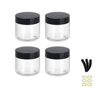 Apstaqeoo 4PCS 150ML Empty Plastic Jars With Black Lids, Clear Round Face Cream Jars Cosmetic Container Travel Storage Jar With Inner Liners for Body Scrub/Lotion/Powder/Ointment/Salves/Sample/Makeup