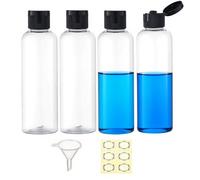 Apstaqeoo 4PCS 150ML Plastic Travel Bottles with Flip Cap Empty Squeeze Bottles Transparent Refillable Travel Container with Funnel & Label for Liquids Lotion Shampoo Toiletries Makeup Cosmetic