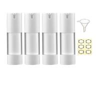 Apstaqeoo 4Pcs, 30Ml Empty Refillable Airless Pump Bottles - Frosted Clear Travel Foundation Containers Airless Lotion Pump Containers Vacuum Press Pump Bottle Dispenser for Hand Sanitizer/Cream/Gel