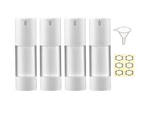 Apstaqeoo 4PCS, 30ml Empty Refillable Airless Pump Bottles - Frosted Transparent Travel Foundation Containers Airless Lotion Pump Containers Vacuum Press Pump Bottle Dispenser for