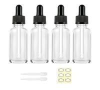 Apstaqeoo 4PCS 50ML Clear Glass Dropper Bottles - Empty Bottle with Dropper Pipette Refillable Sample Bottles Tincture Drop Bottle Black Cap for Essential Oil Aromatherapy Perfume Laboratory