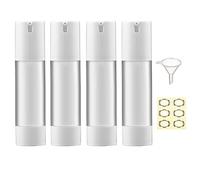 Apstaqeoo 4Pcs, 50Ml Empty Refillable Airless Frosted Clear Travel Foundation Containers Vacuum Press Pump Bottle Dispenser for Hand Sanitizer/Cream/Gel