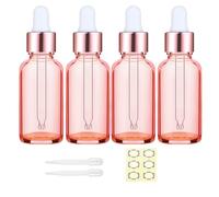 Apstaqeoo 4PCS 50ML Rose Gold Glass Dropper Bottles - Empty Bottle with Pipette Refillable Sample Bottle Tincture Dropper Bottle Rose Gold Cap for Essential Oil Aromatherapy Perfume Laboratory