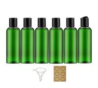 Apstaqeoo 6PC 100ML Plastic Bottles with Disc Top Flip Cap Empty Squeeze Bottle Refillable Travel Container Dispenser with 1 Funnel & 6 Label TSA Approved for Liquid Lotion Toiletries Cosmetic（Green）