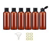 Apstaqeoo 6PCS 100ML Plastic Travel Bottles with Flip Cap Empty Squeeze Bottle Brown Refillable Travel Container with 1 Funnel & 6 Labels TSA Approved for Liquids Lotion Shampoo Toiletries Cosmetic
