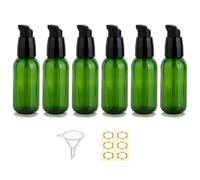 Apstaqeoo 6Pcs 50Ml Empty Lotion Pump Bottle Dispenser for Toiletries TSA Approved Pump Dispenser Leak-proof Plastic Travel Bottles Container with Label & Funnel for Cleaning Shampoo Cosmetic (Green)