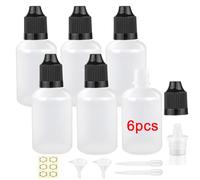 Apstaqeoo 6Pcs, 50Ml Plastic Dropper Bottles, Empty Squeezable Liquid Dropper Bottle Eye Droppers Sample Dispenser White Paint Dropper Bottles Black Cap/Funnel/Label/Dropper for Essential Oil