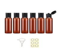 Apstaqeoo 6PCS 50ML Plastic Travel Bottles with Flip Cap Empty Squeeze Bottles Refillable Travel Container with 1 Funnel & 6 Labels TSA Approved for Liquids Lotion Toiletries Cosmetic (Brown)