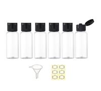 Apstaqeoo 6PCS 50ML Plastic Travel Bottles with Flip Cap Empty Squeeze Bottles Refillable Travel Container with Funnel & Label TSA Approved for Liquids Lotion Toiletries Cosmetic (Transparent)