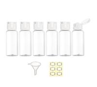 Apstaqeoo 6PCS 50ML Plastic Travel Bottles with White Flip Cap Empty Squeeze Bottles Refillable Travel Container with Funnel Label TSA Approved for Liquid Lotion Toiletries Cosmetic（Transparent）
