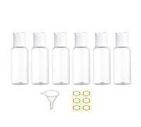 Apstaqeoo 6Pcs 50ML Travel Bottles for Toiletries TSA Approved Leakproof Plastic Empty Travel Size Container with White Disc Top Flip Cap with Label Funnel for Liquid Lotion Cosmetic（Transparent）