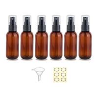 Apstaqeoo 6Pcs 50Ml Travel Bottles Plastic Sprayer Bottle Dispenser for Toiletries, Empty Refillable Pump Bottle TSA Approved Travel Container with Funnel & Labels for Liquid Cosmetic (Brown)