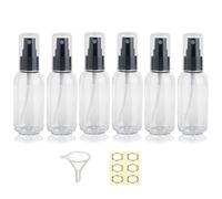 Apstaqeoo 6Pcs 50Ml Travel Bottles Plastic Sprayer Bottle Dispenser for Toiletries, Empty Refillable Pump Bottle TSA Approved Travel Container with Funnel & Labels for Liquid Cosmetic (Clear)