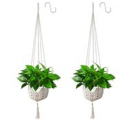 Apstaqeoo Cotton Rope Macrame Plant Hanger with 2 Hooks - Planter Basket for Indoor Outdoor Balcony Garden Home Decor (101cm)