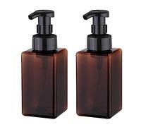 Apstaqeoo Foaming Soap Dispenser, 2Pcs 450ml Hand Soap Dispenser Refillable Foam Soap Liquid Pump Bottles Empty Plastic Shampoo Body Wash Container for Bathroom, Kitchen, Hospital, Clinic (Brown)