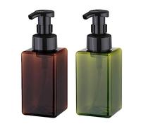Apstaqeoo Foaming Soap Dispenser, 2Pcs 450ml Hand Soap Dispenser Refillable Foam Soap Liquid Pump Bottles Empty Plastic Shampoo Body Wash Container for Bathroom/Kitchen/Hospital/Clinic (Brown+Green)