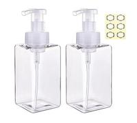 Apstaqeoo Foaming Soap Dispenser, 2Pcs 450ml Hand Soap Dispenser Refillable Foam Soap Liquid Pump Bottles Empty Plastic Shampoo Body Wash Container for Bathroom/Kitchen/Hospital/Clinic (Transparent)